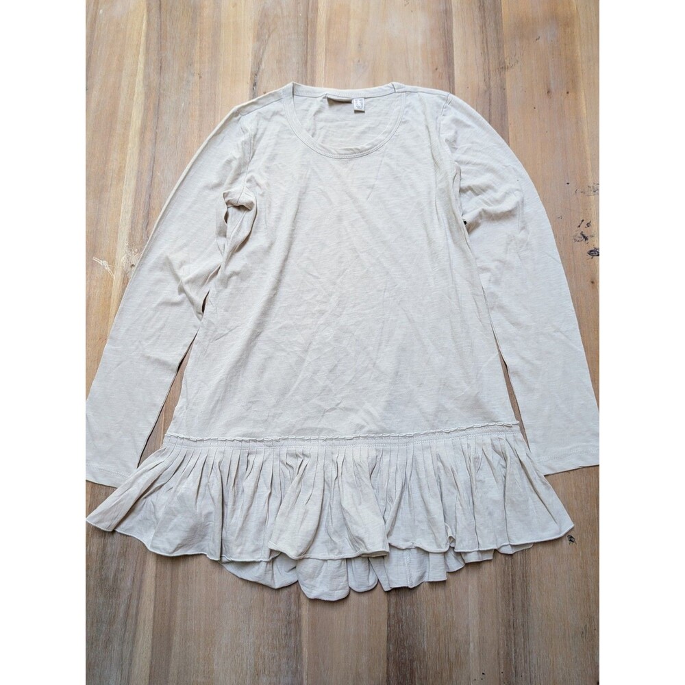NWOT LOGO Lori Goldstein Long Sleeve Pleated Ruffle Hem Tunic Top Size XXS